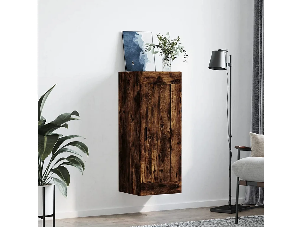 Armoire murale chêne fumé 34,5x34x90 cm bois d'ingénierie FR64836