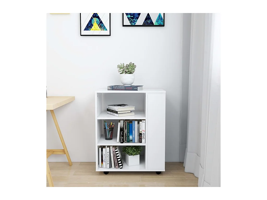 Armoire à roulettes Blanc 60x35x75 cm Bois d’ingénierie FR26577