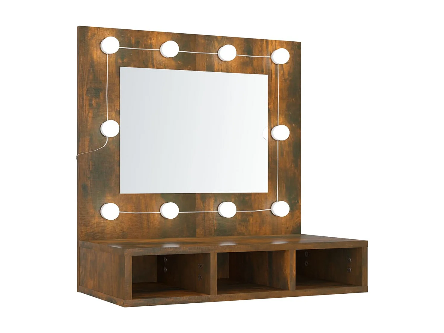 Armário espelhado com LED 60x31,5x62 cm carvalho fumado PT314926