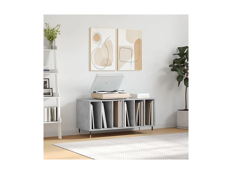 Armoire à disques gris béton 100x38x48 cm bois d'ingénierie FR57320