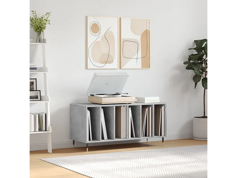 Armoire à disques gris béton 100x38x48 cm bois d'ingénierie FR57320