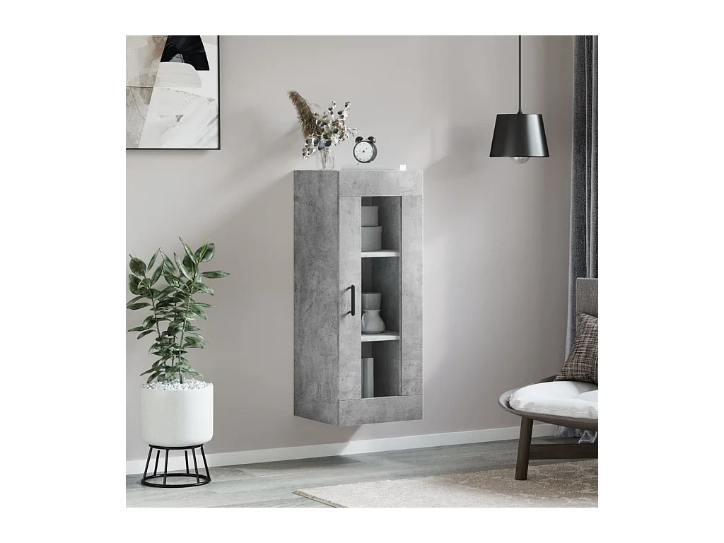 Armario de pared gris hormigón 34,5x34x90 cm ES520632