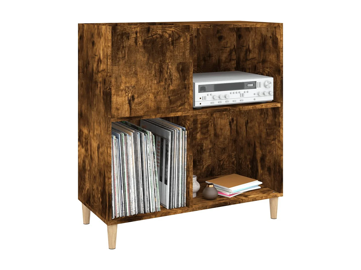 Armoire à disques chêne fumé 84,5x38x89 cm bois d'ingénierie FR51423