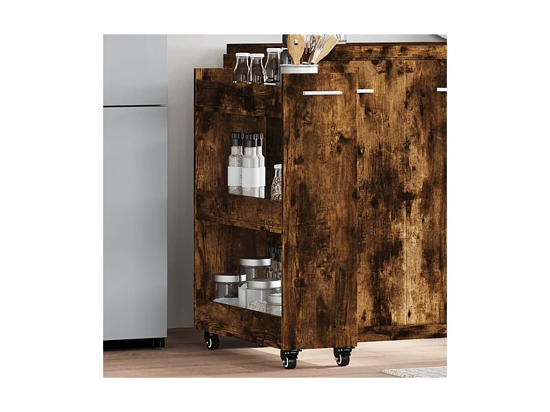 Armário c/ rodas 60x22x79 cm derivados madeira carvalho fumado PT616520