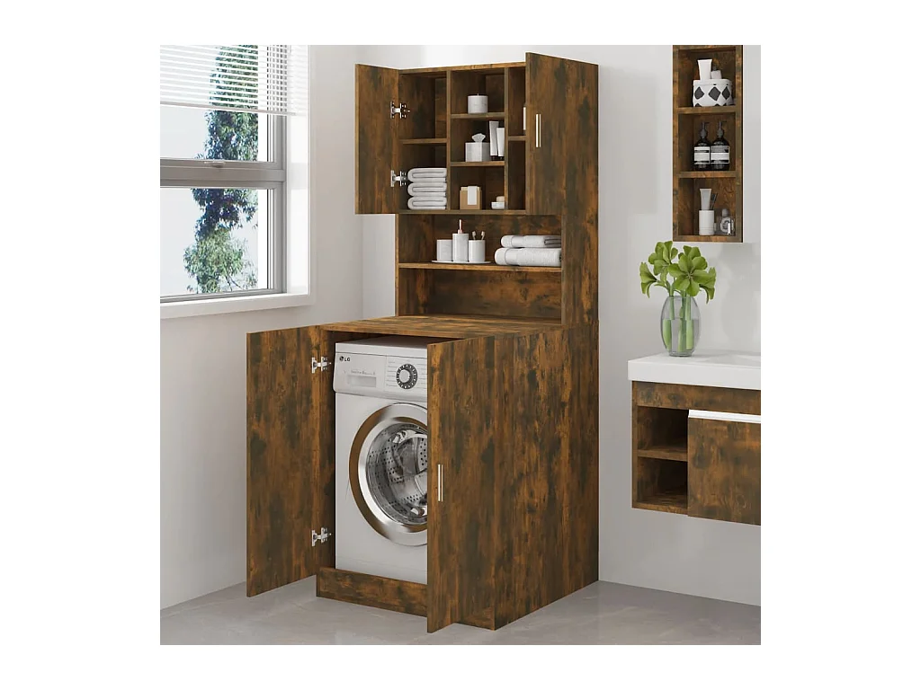 Armoire de machine à laver Chêne fumé Bois d’ingénierie FR52631