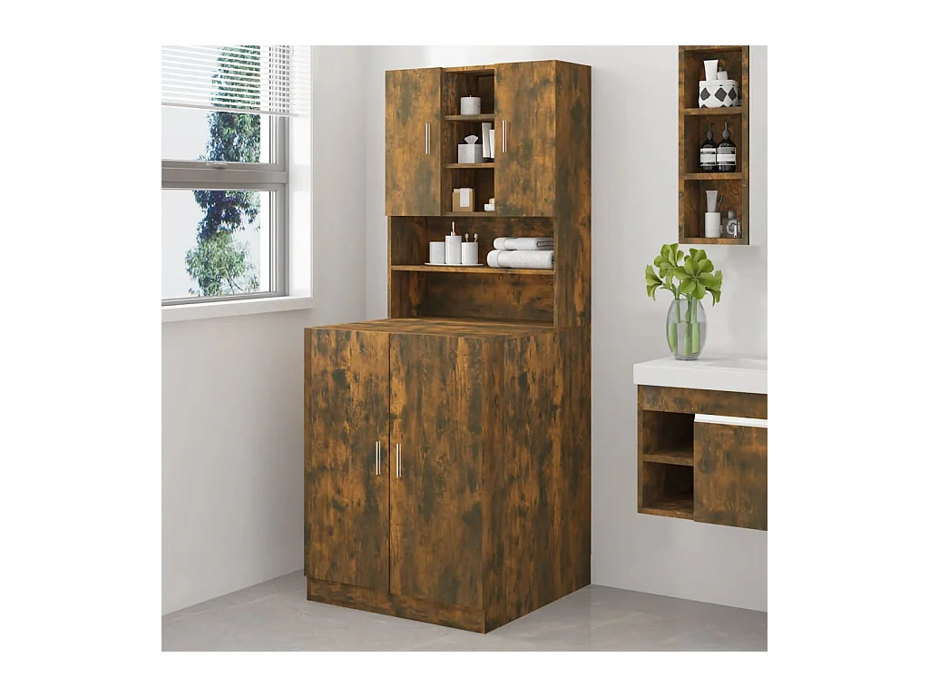 Armoire de machine à laver Chêne fumé Bois d’ingénierie FR52631