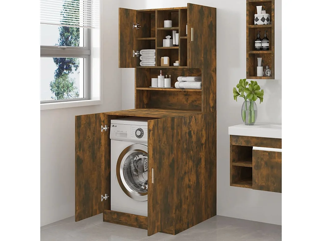 Armario de lavadora madera contrachapada color roble ahumado ES879325