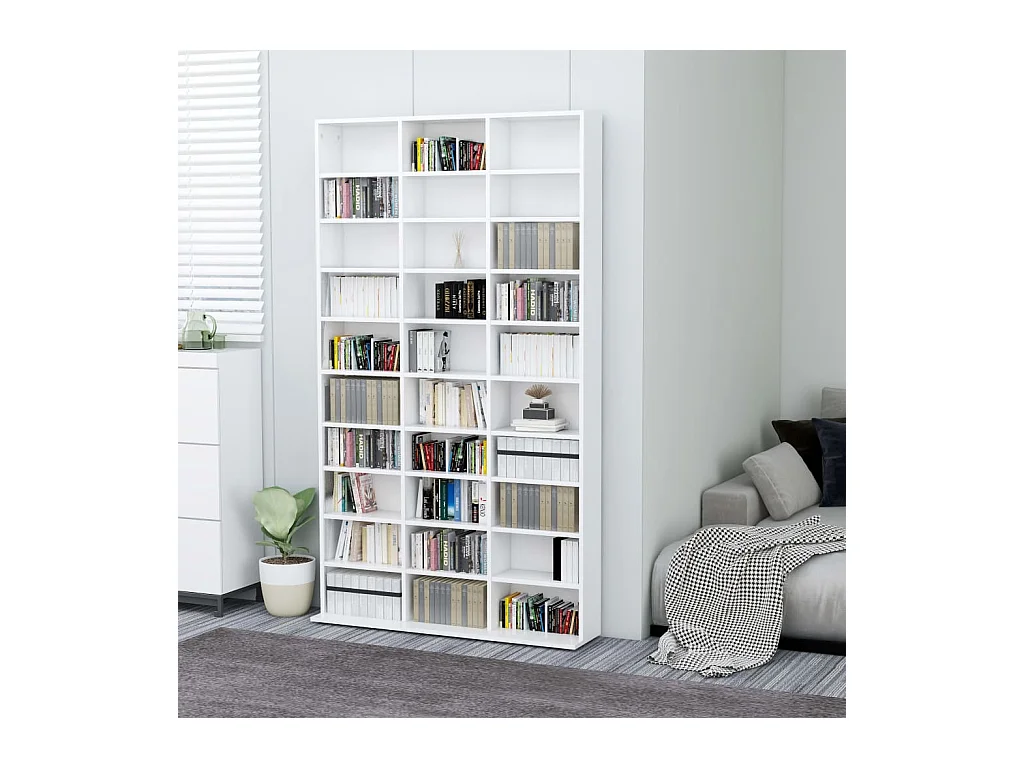 Armoire à CD Blanc 102x16x177,5 cm Bois d'ingénierie FR99379
