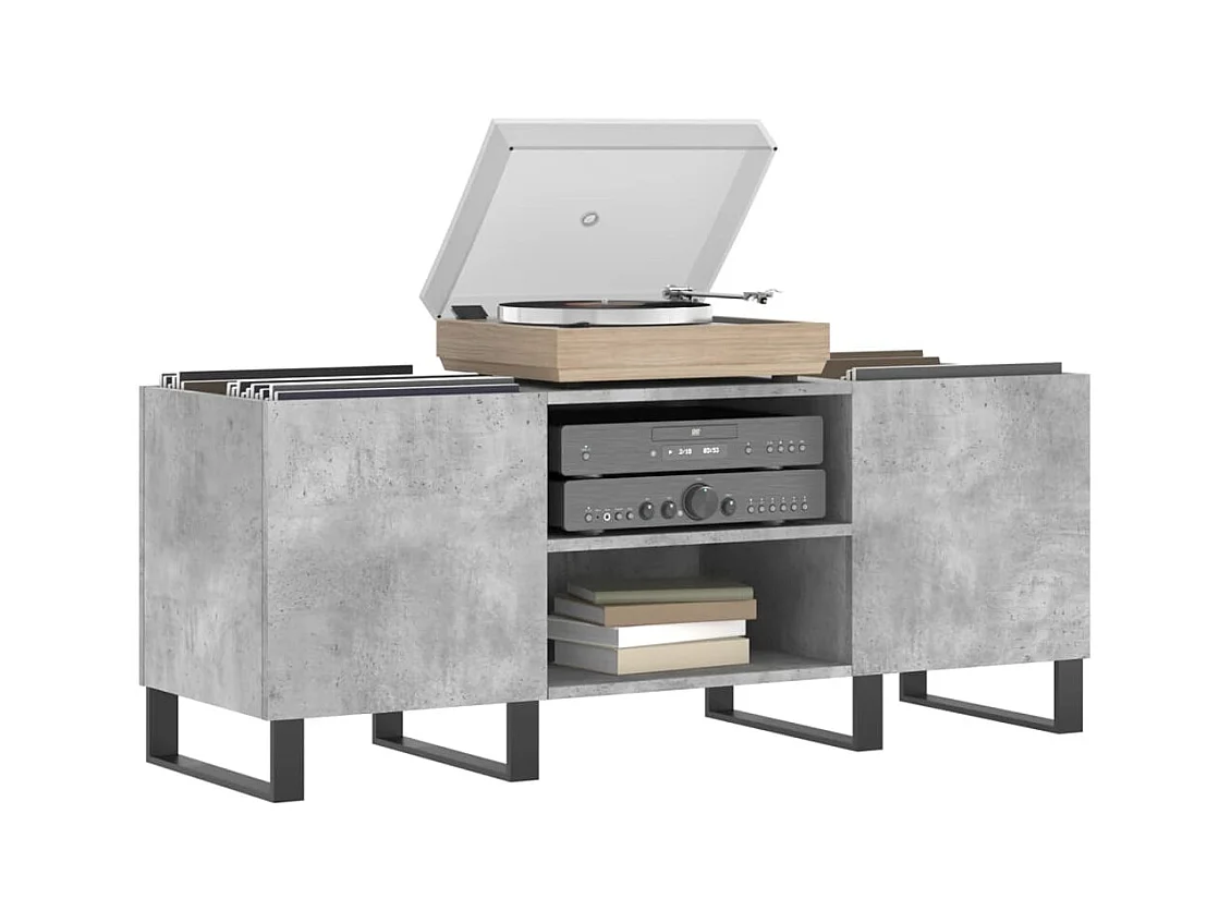 Armoire à disques gris béton 121x38x48 cm bois d'ingénierie FR87260
