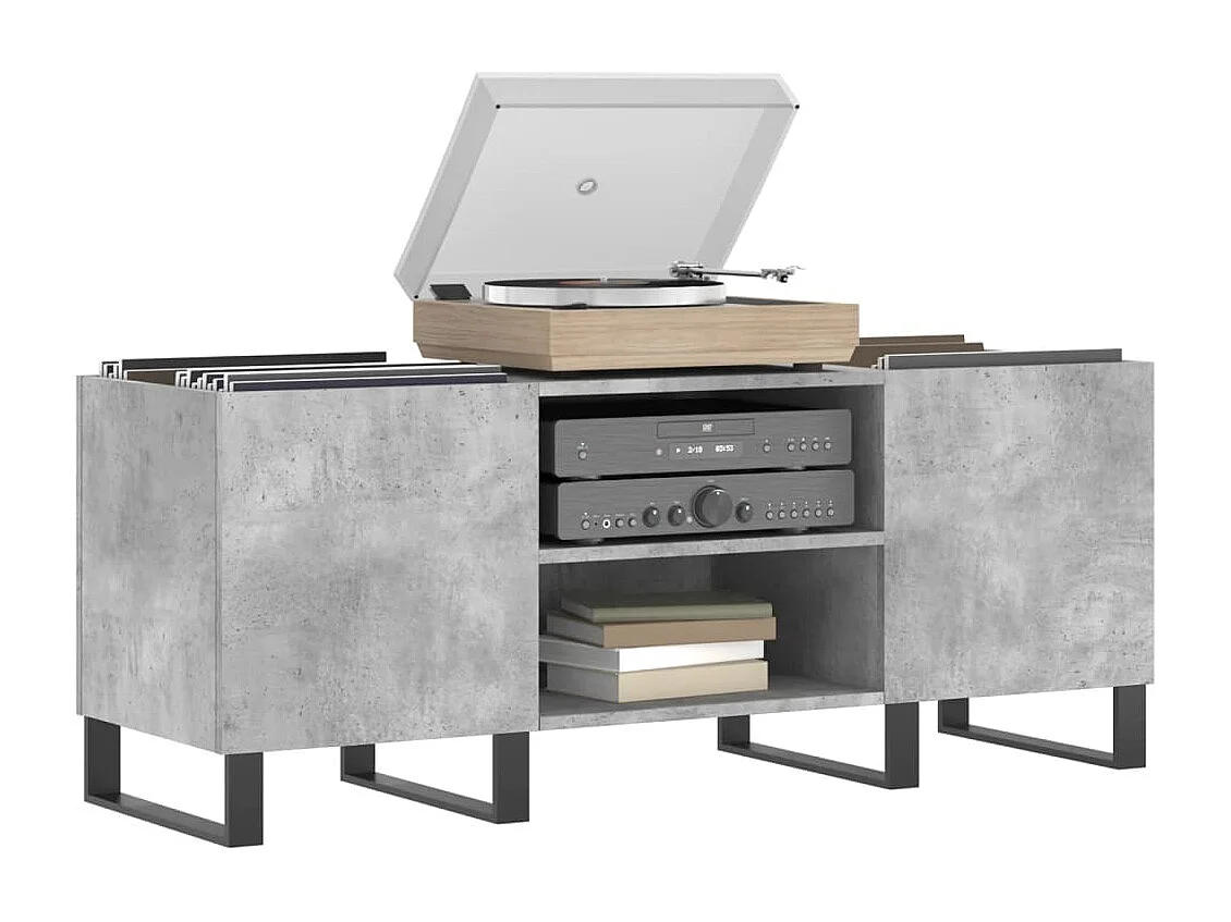 Armoire à disques gris béton 121x38x48 cm bois d'ingénierie FR87260