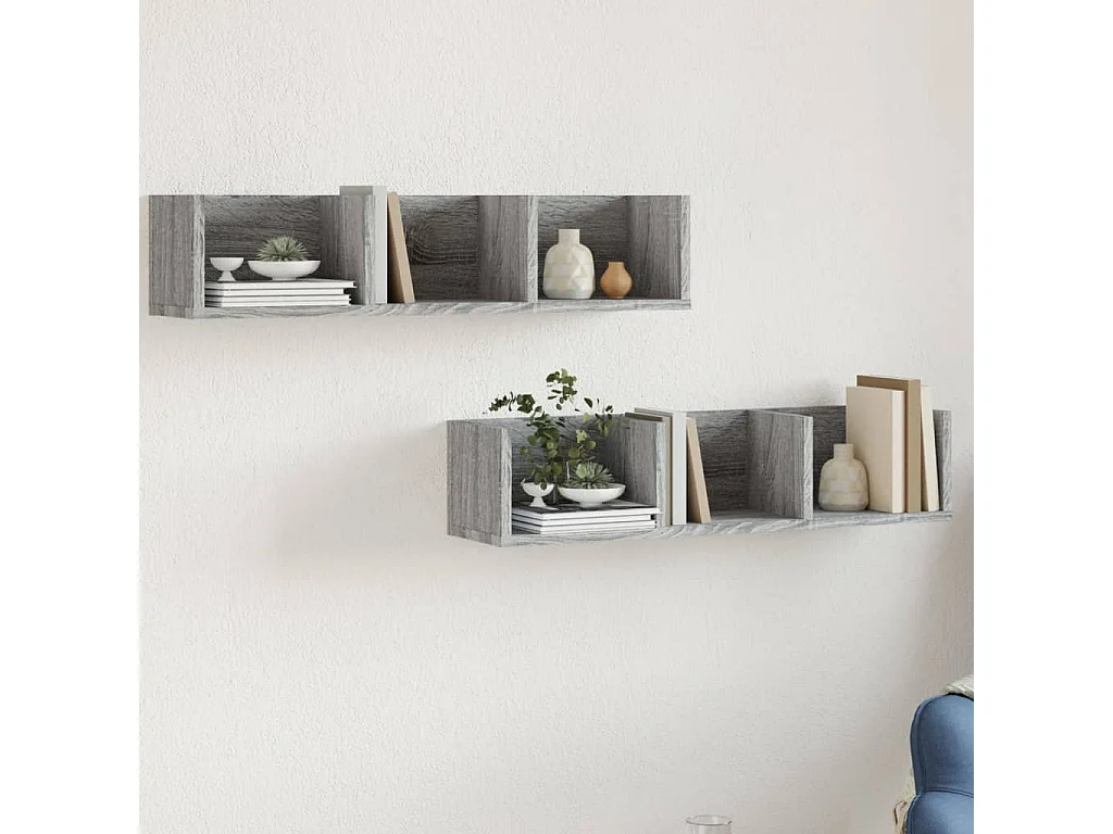 Armoires murales 2pcs sonoma gris 75x18x16,5 cm bois ingénierie FR16641