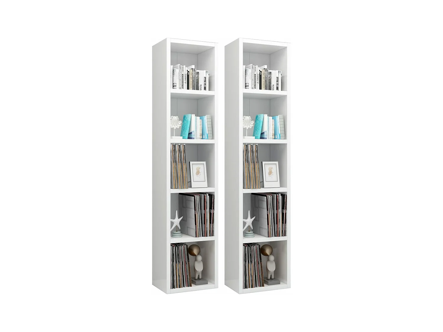 Armoires à CD 2 pcs Blanc brillant 21x16x93,5 cm FR63102