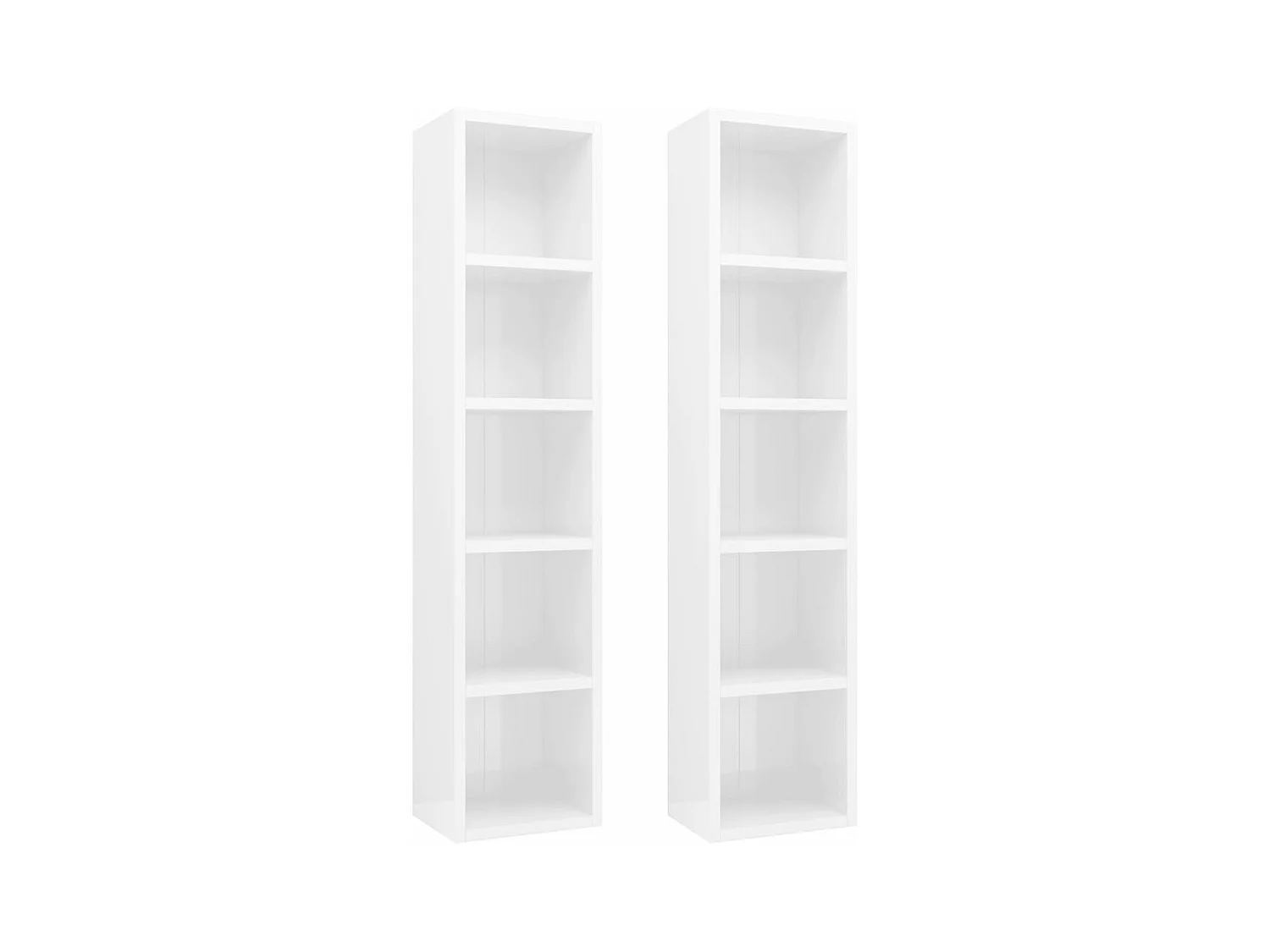 Cd-kasten 2 st 21x16x93,5 bewerkt hout hoogglans wit BE592126