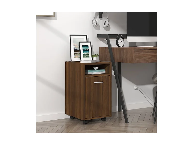 Armoire appoint à roues Chêne marron 33x38x60 cm FR51496