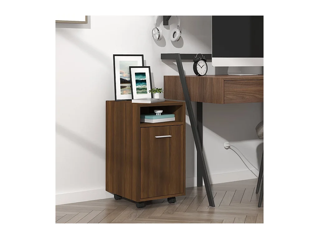 Armoire appoint à roues Chêne marron 33x38x60 cm FR51496