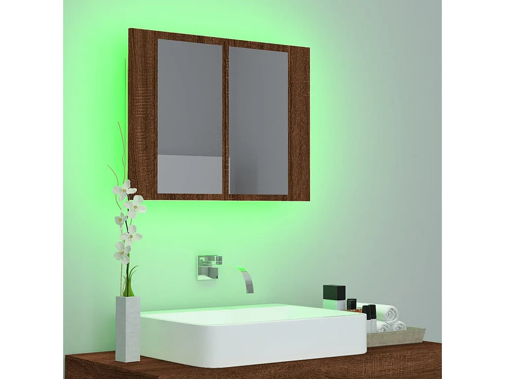 Armoire à miroir LED Chêne marron 60x12x45 cm Bois d'ingénierie FR98497