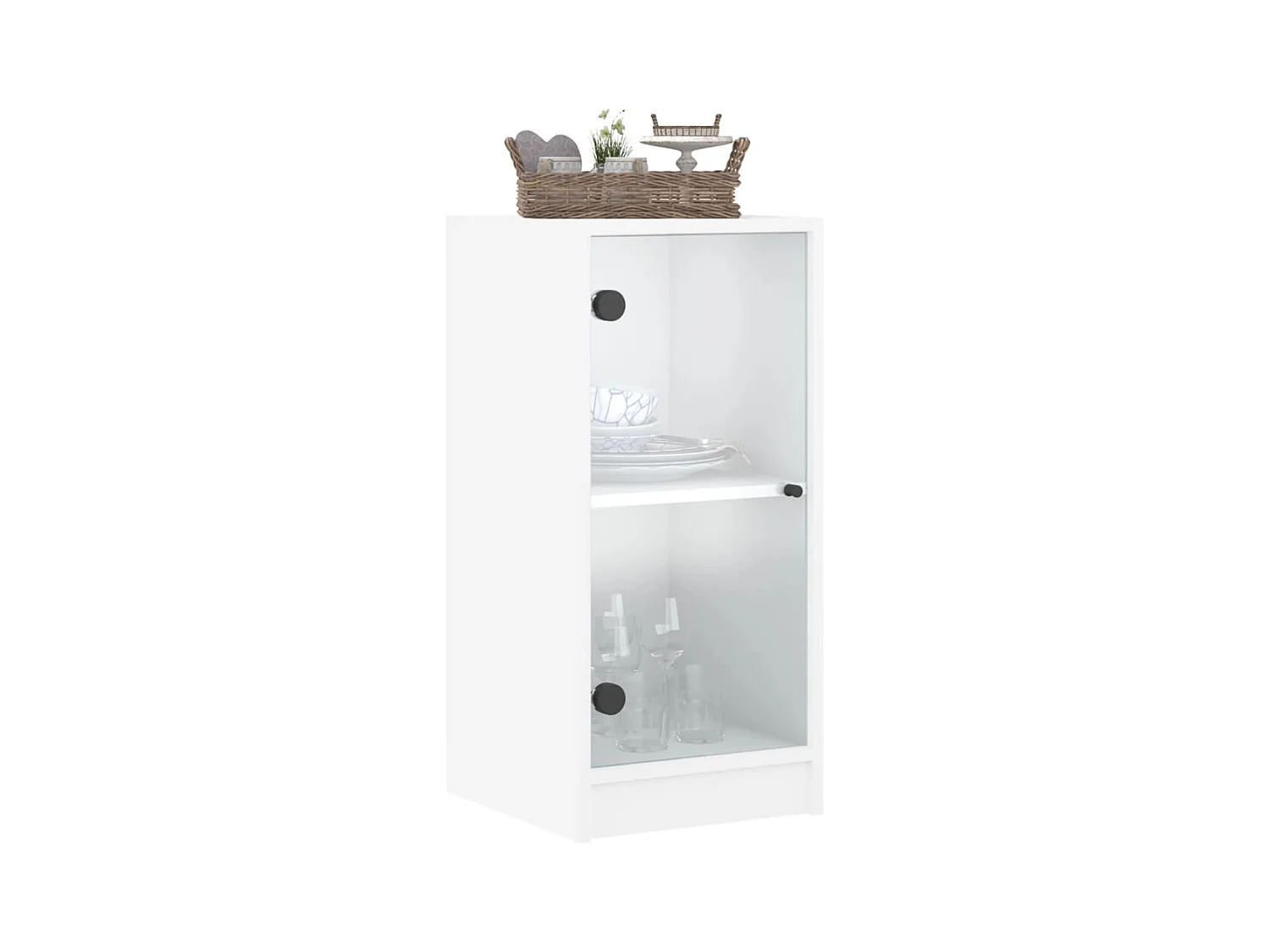 Armoire latérale avec portes en verre blanc 35x37x75,5 cm FR29342