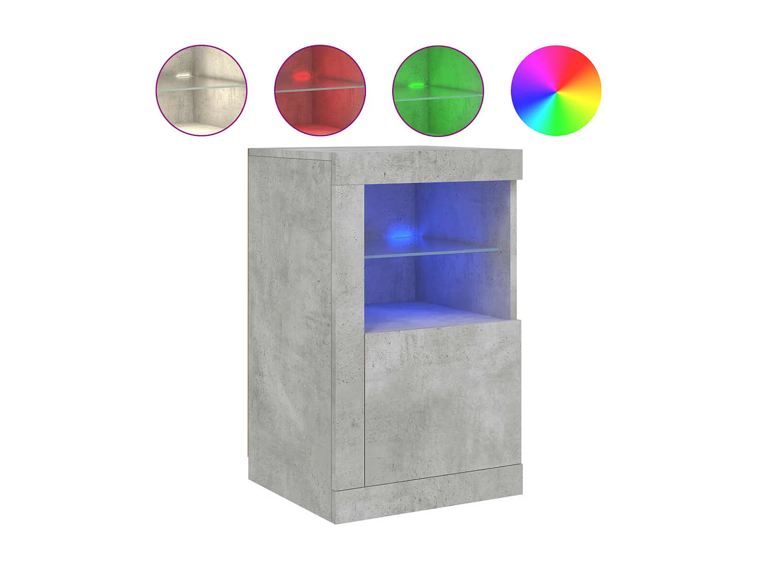 Armoire latérale avec lumières LED gris béton bois d'ingénierie FR93214
