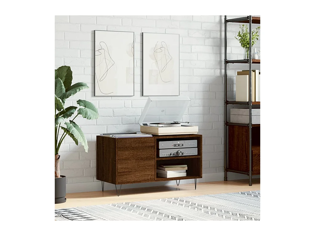 Armoire à disques chêne marron 85x38x48 cm bois d'ingénierie FR56504