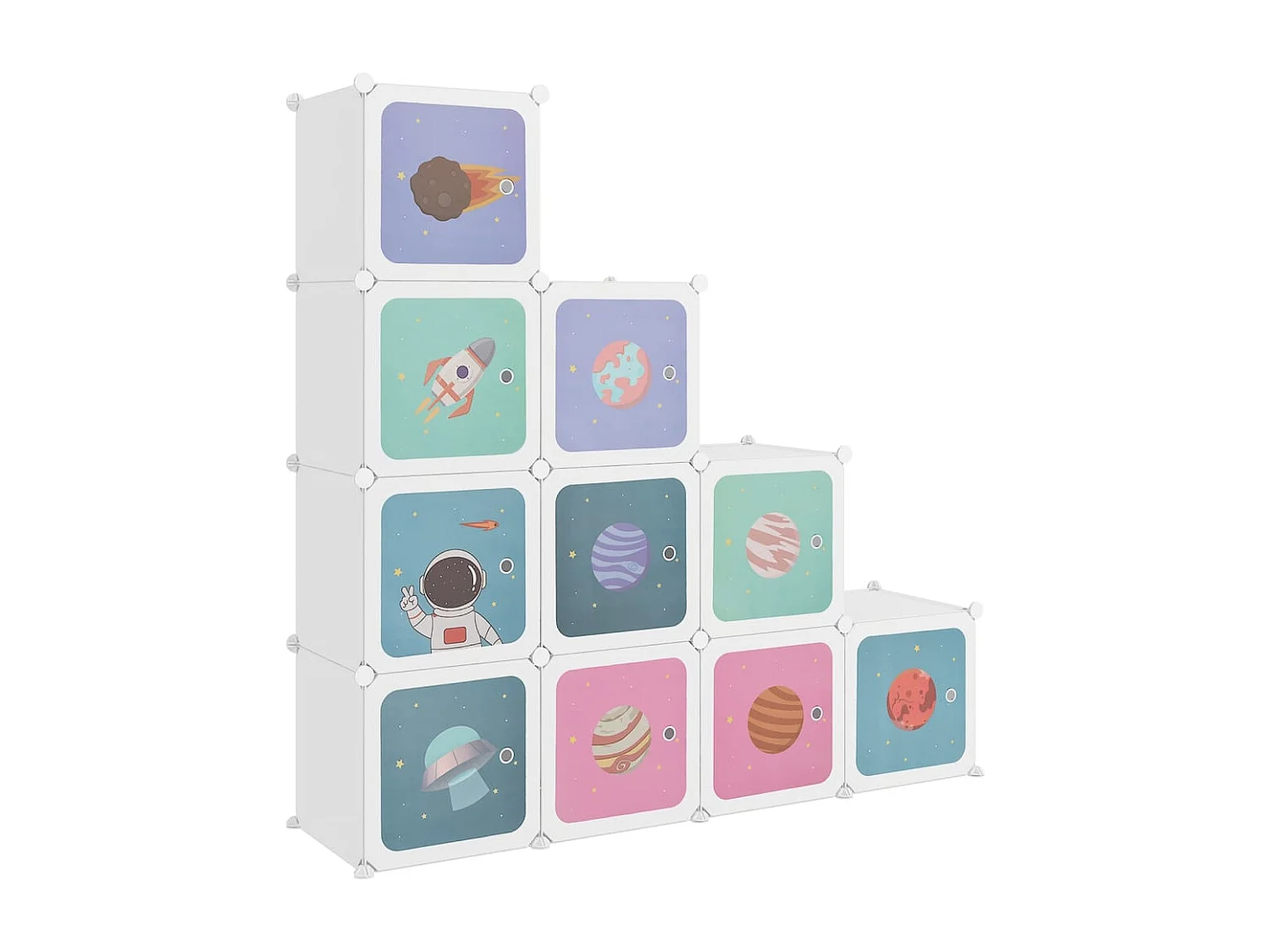 Armoire de rangement pour enfants avec 10 cubes Blanc PP FR89147