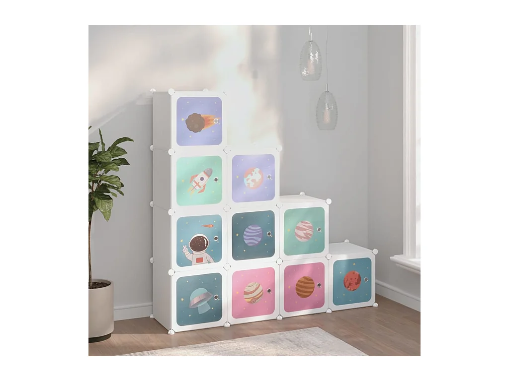 Estantería infantil de cubos con 10 compartimentos blanco PP ES838191