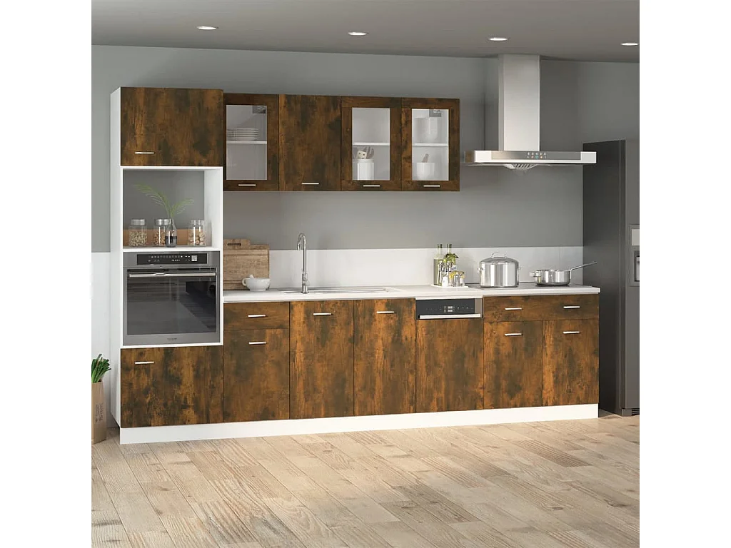 Armoire de plancher à tiroir Chêne fumé 40x46x81,5 cm Bois FR52731