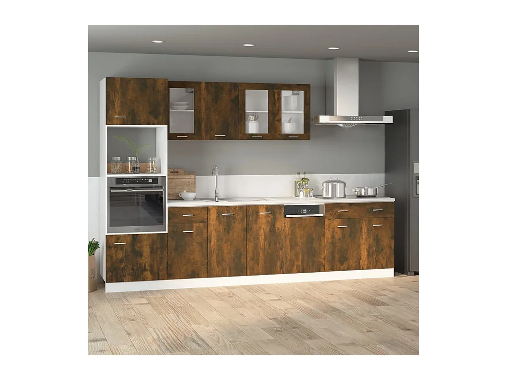 Armoire de plancher à tiroir Chêne fumé 40x46x81,5 cm Bois FR52731