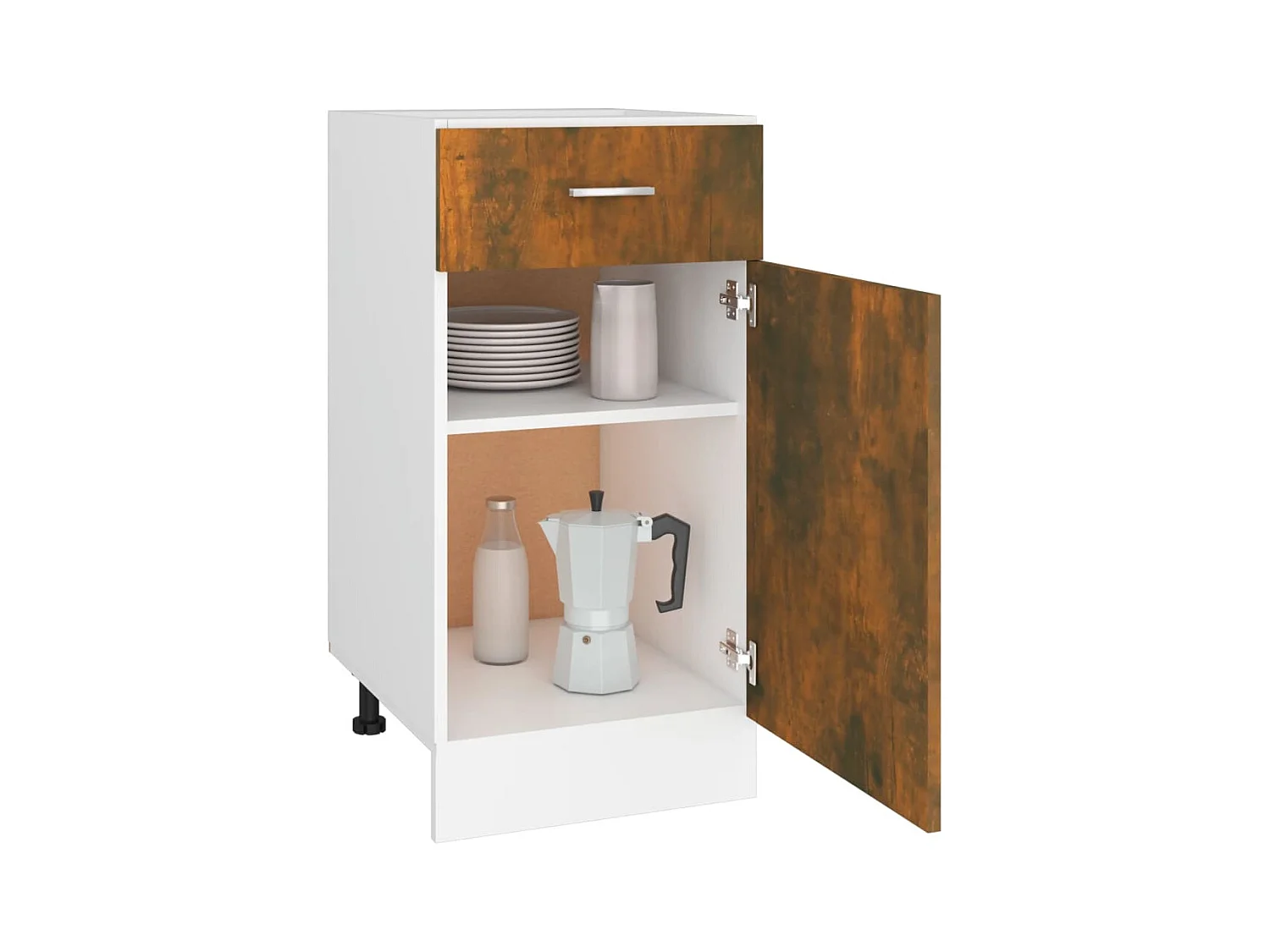 Armario bajo de cocina madera ingeniería roble ahumado ES238358