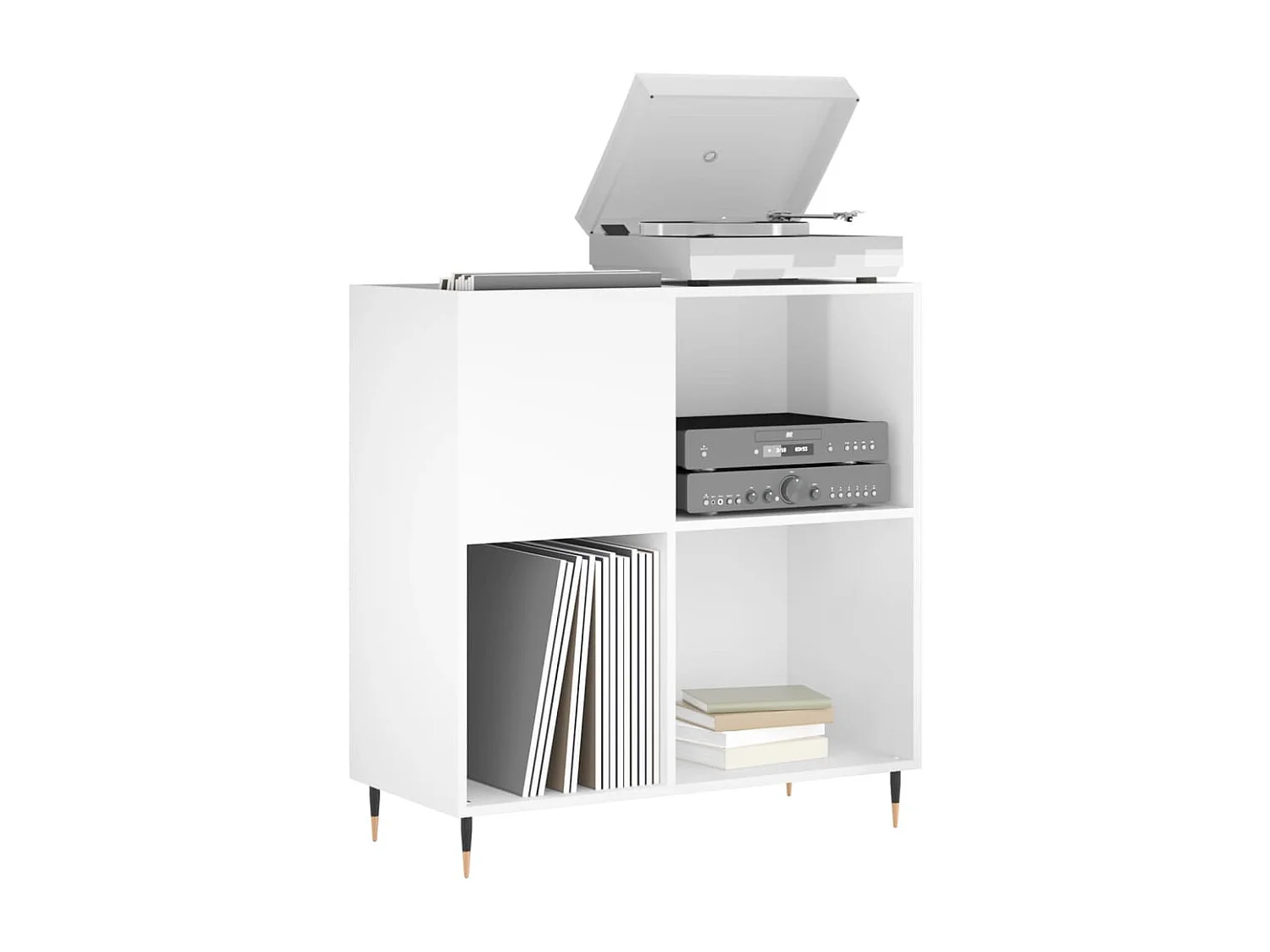 Armoire à disques blanc brillant 84,5x38x89cm bois d'ingénierie FR41076