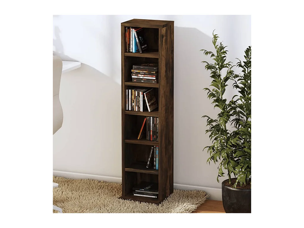 Armoire à CD Chêne fumé 21x20x88 cm Bois d'ingénierie FR97902
