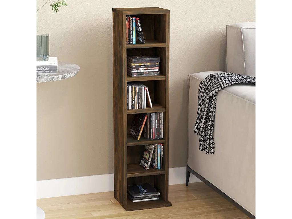 Armoire à CD Chêne fumé 21x20x88 cm Bois d'ingénierie FR97902