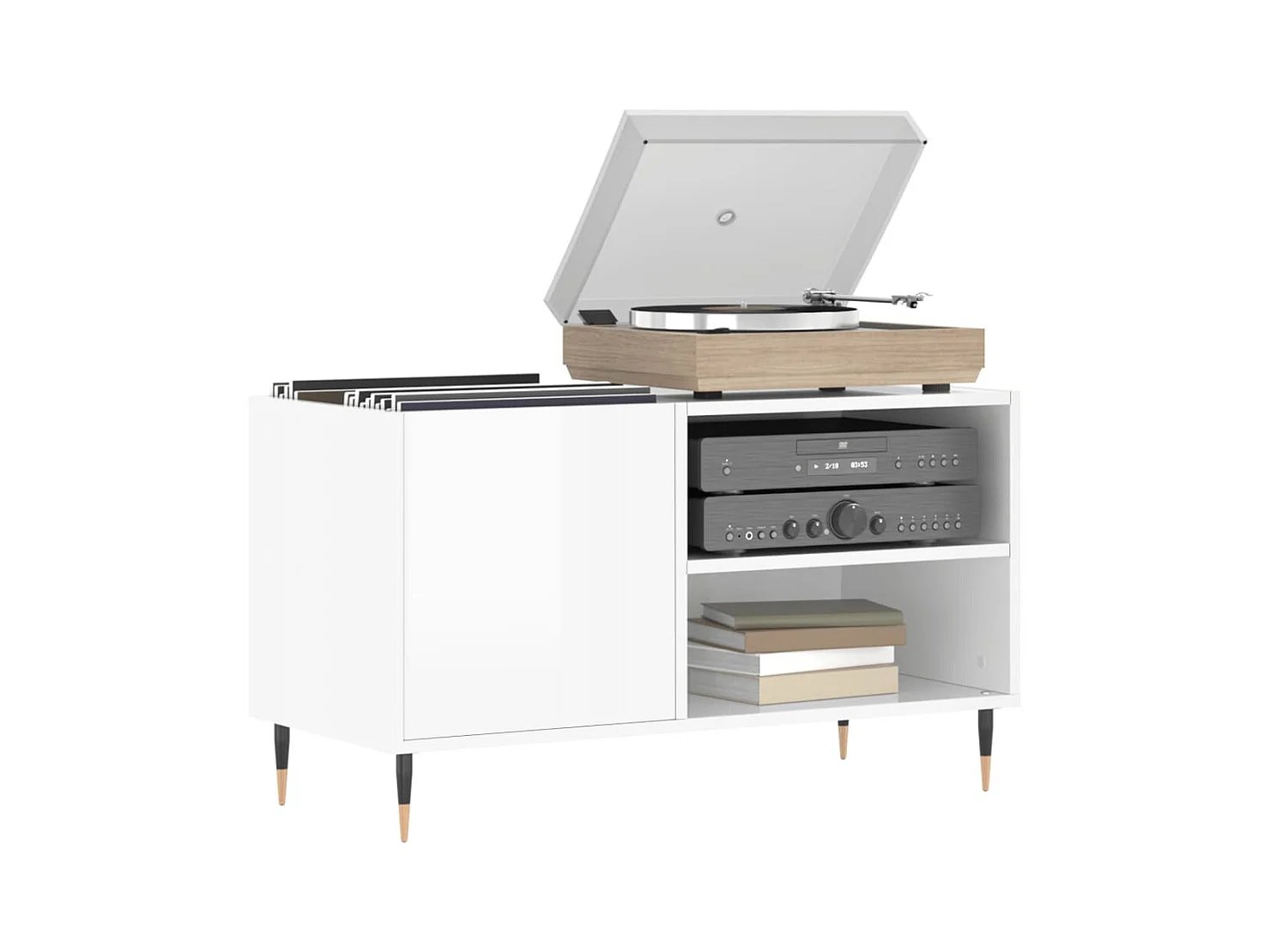 Armoire à disques blanc brillant 85x38x48 cm bois d'ingénierie FR69155