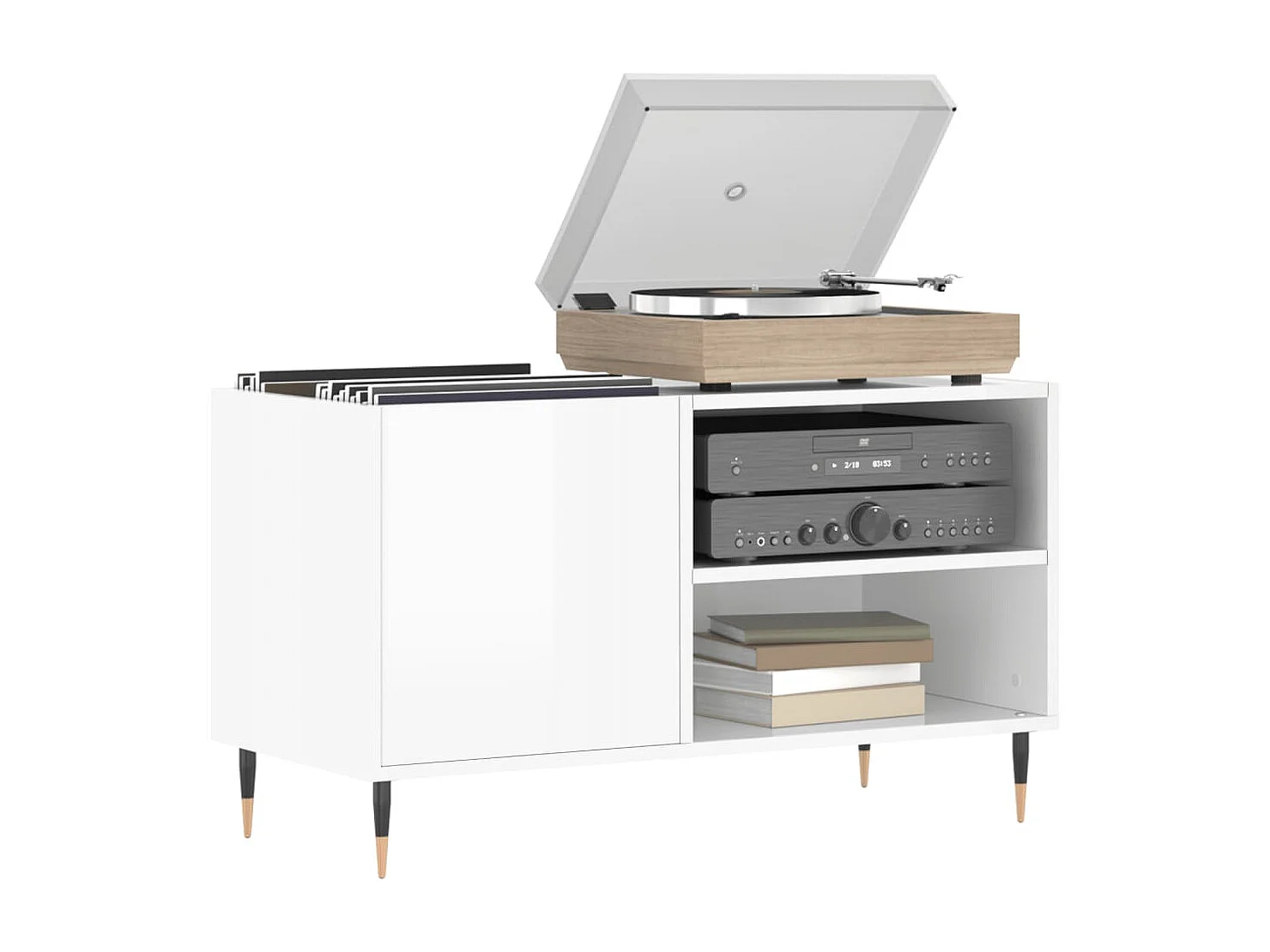 Armário p/ discos 85x38x48 cm deriv. madeira branco brilhante PT681560