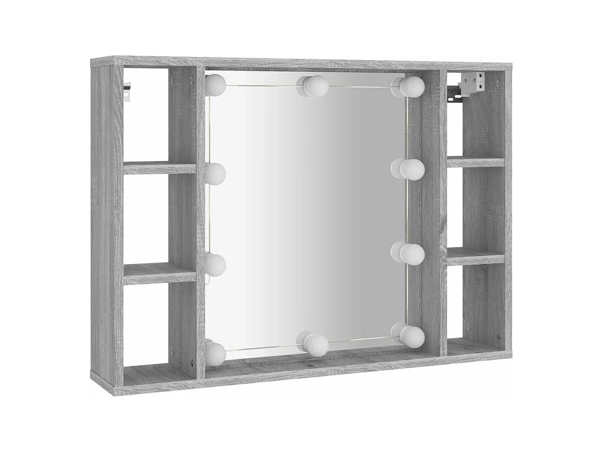 Armoire à miroir avec LED Sonoma gris 76x15x55 cm FR71199