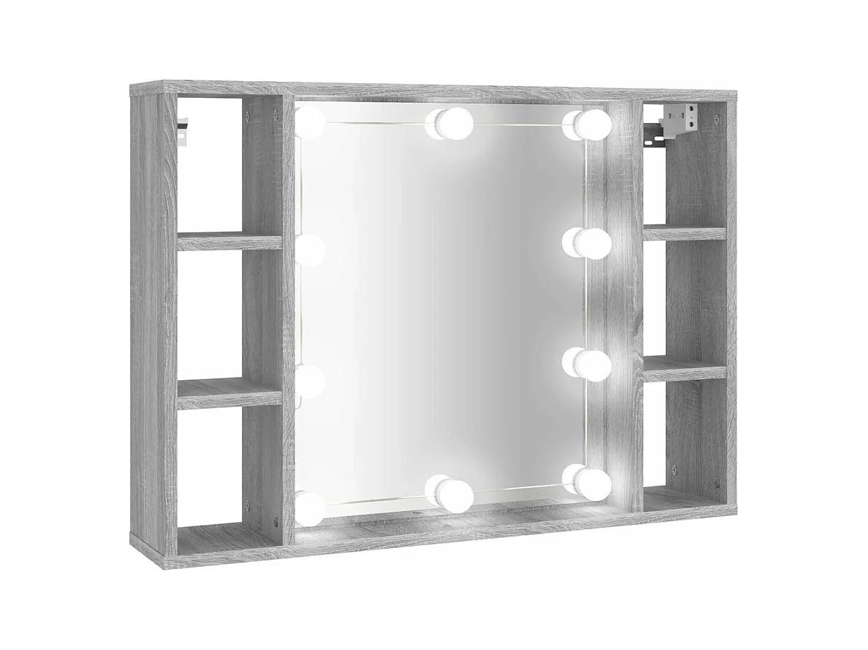 Mueble con espejo y LED color gris Sonoma 76x15x55 cm ES464167