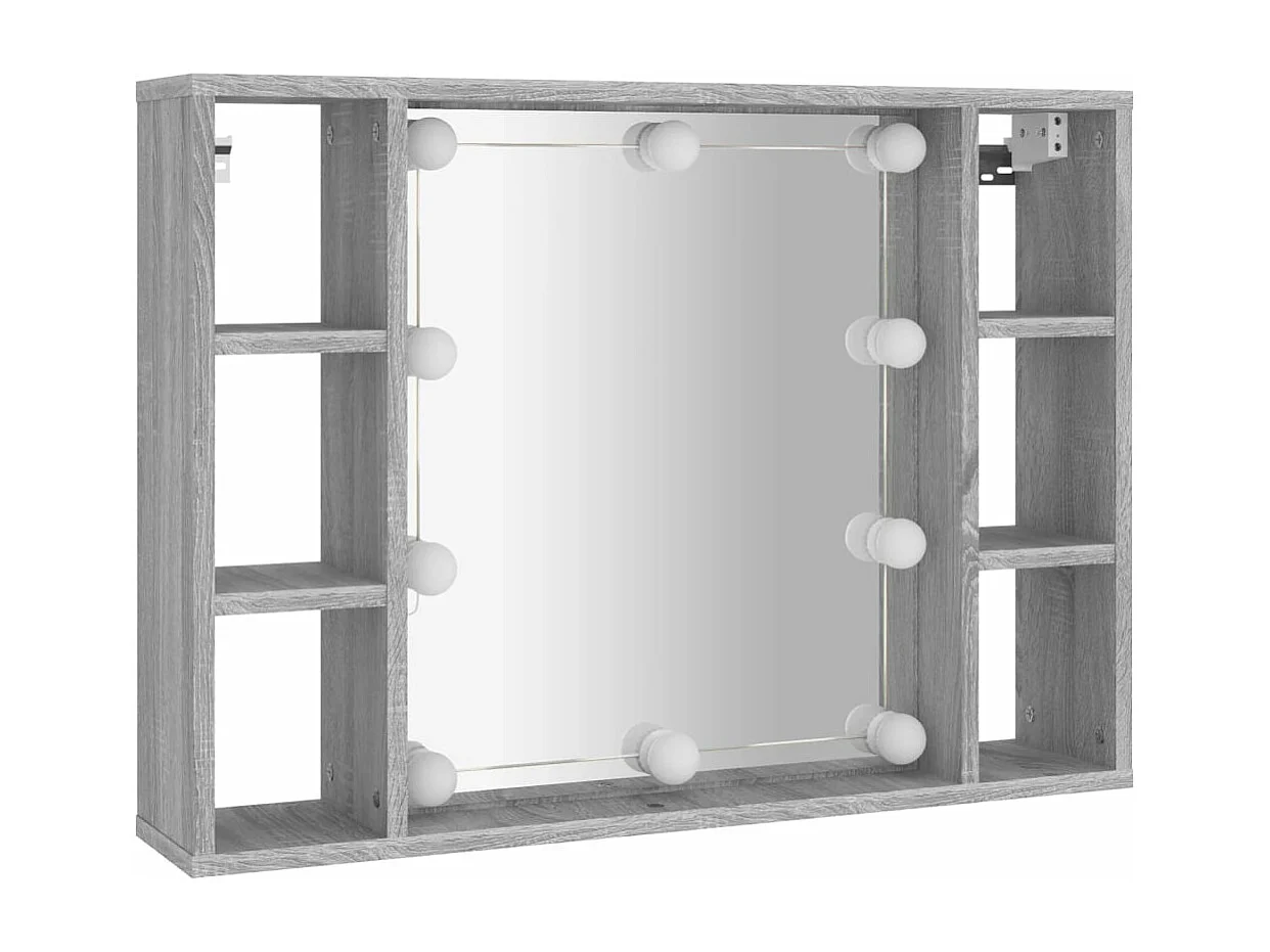 Armoire à miroir avec LED Sonoma gris 76x15x55 cm FR71199