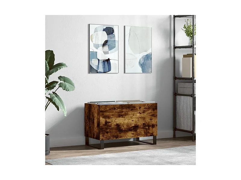 Armoire à disques chêne fumé 74,5x38x48 cm bois d'ingénierie FR79390