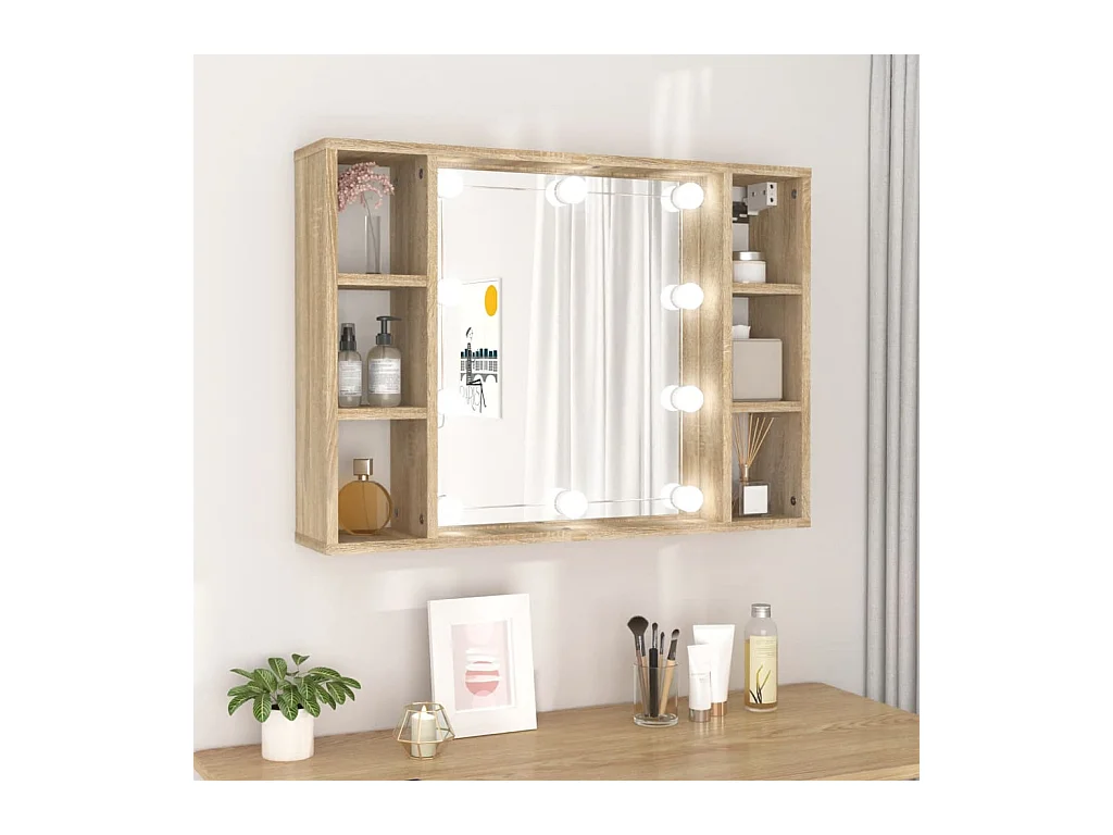 Armoire de miroir avec LED Chêne sonoma 76x15x55 cm FR94607