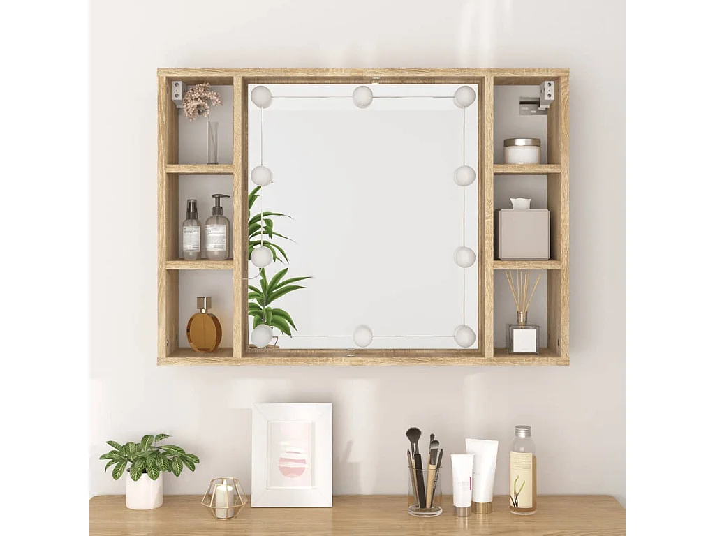 Armoire de miroir avec LED Chêne sonoma 76x15x55 cm FR94607