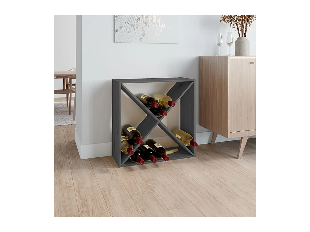 Armoire à vin Gris 62x25x62 cm Bois de pin massif FR99387