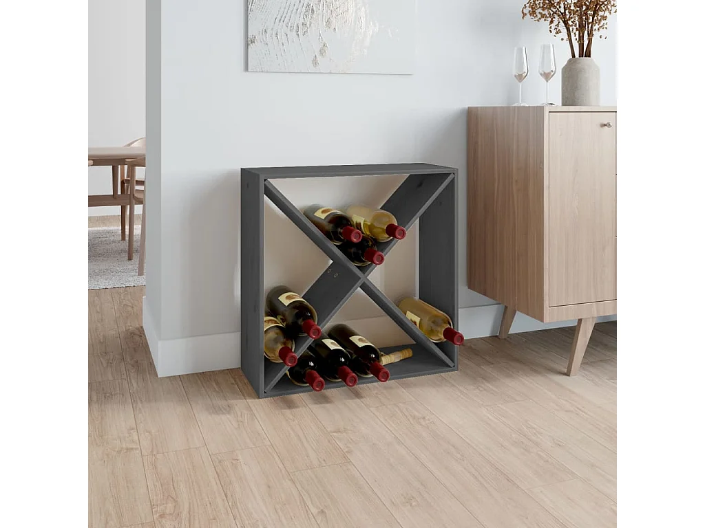 Wijnkast 62x25x62 cm massief grenenhout grijs BE458218