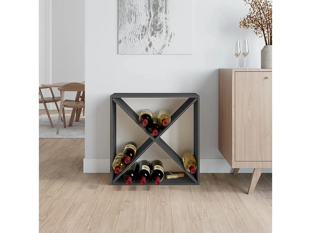 Wijnkast 62x25x62 cm massief grenenhout grijs BE458218