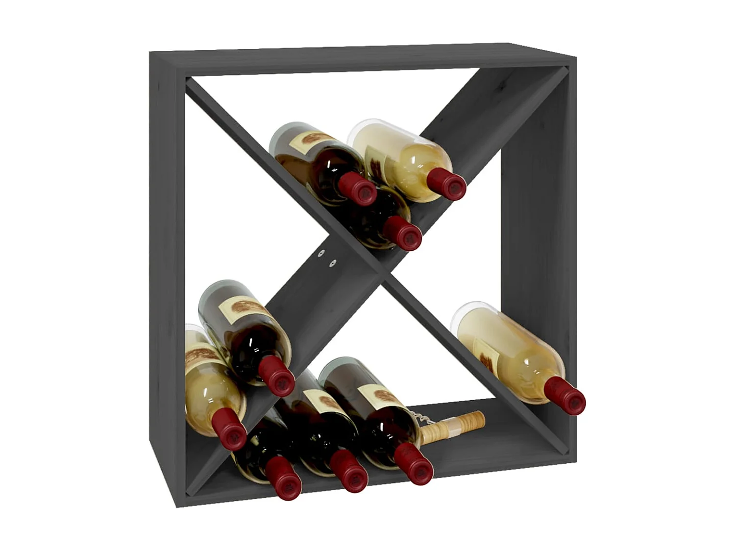 Wijnkast 62x25x62 cm massief grenenhout grijs BE458218