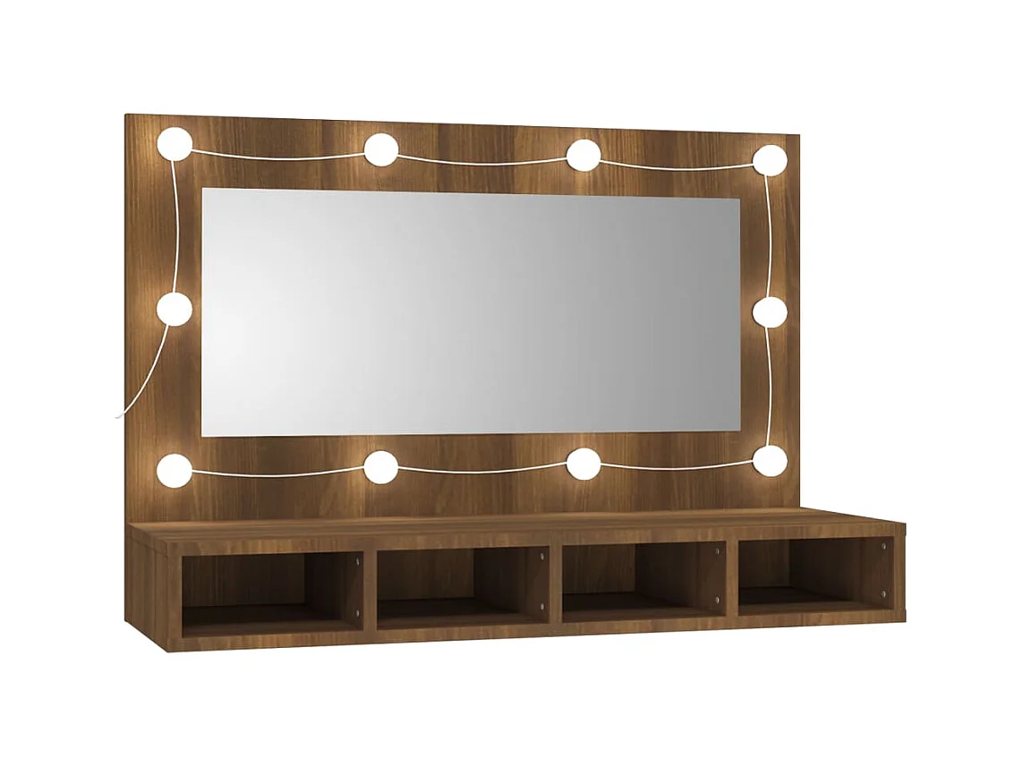 Armoire à miroir avec LED Chêne marron 90x31,5x62 cm FR45807