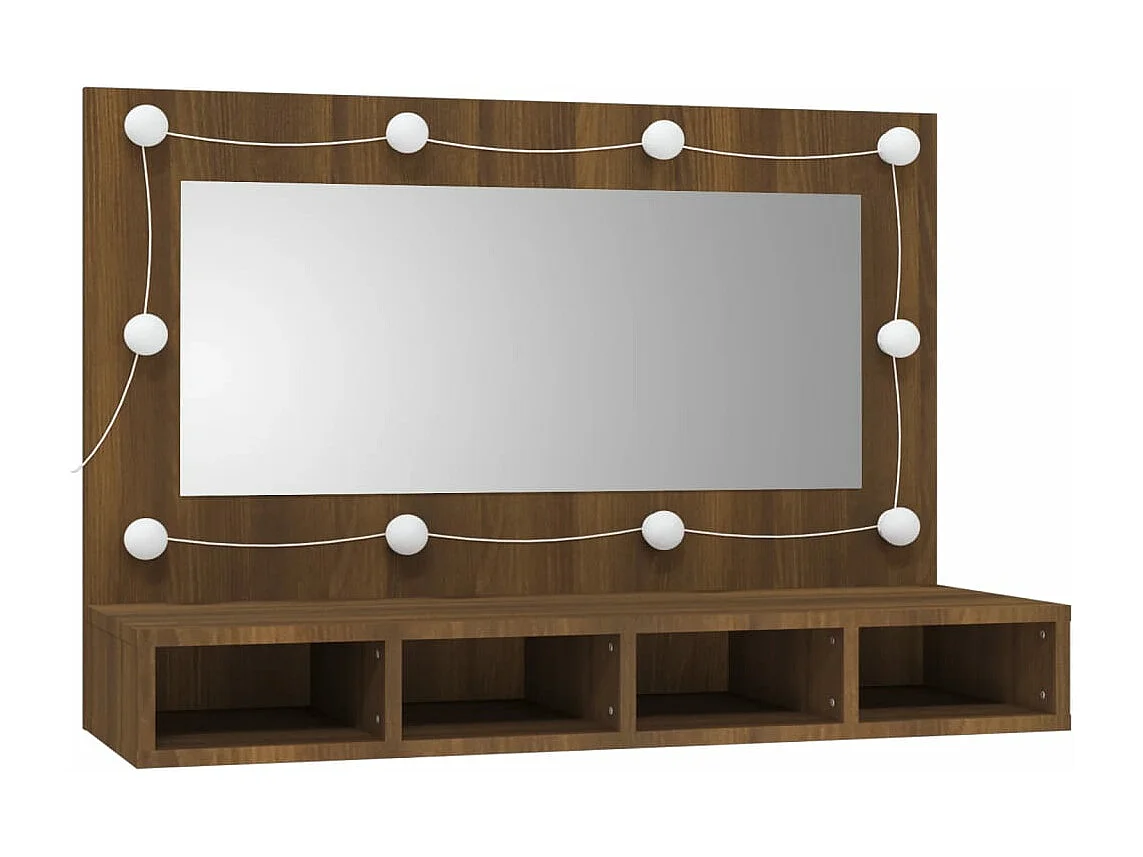 Armoire à miroir avec LED Chêne marron 90x31,5x62 cm FR45807