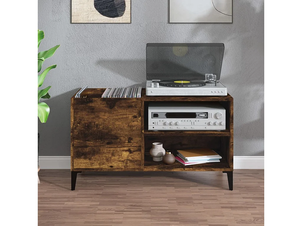 Armoire à disques chêne fumé 84,5x38x48 cm bois d'ingénierie FR81131