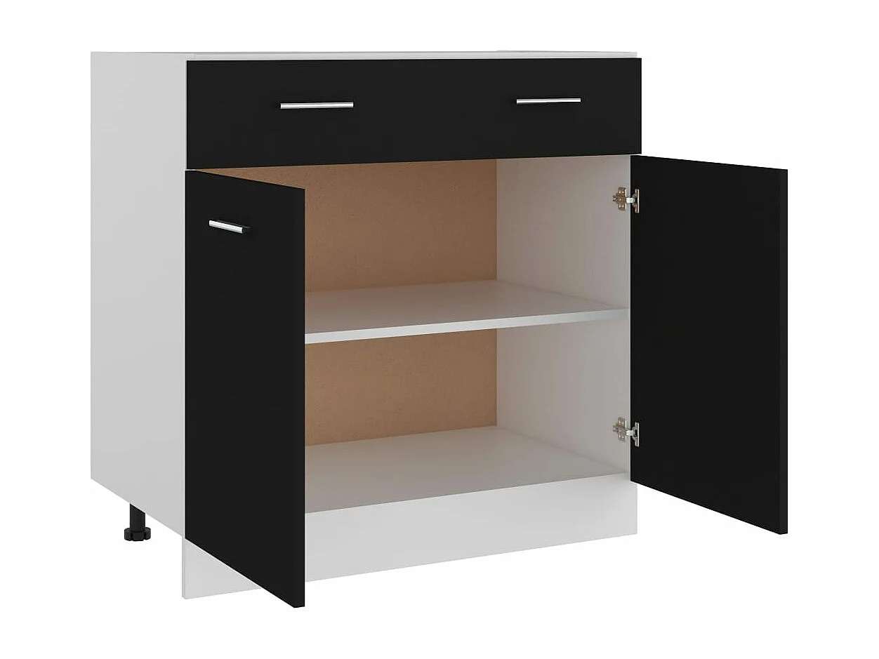 Armoire de plancher à tiroir Noir 80x46x81,5 cm Bois ingénierie FR46676