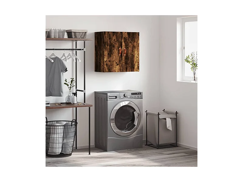Wandkast 60x31x60 cm bewerkt hout gerookt eikenkleurig BE672186