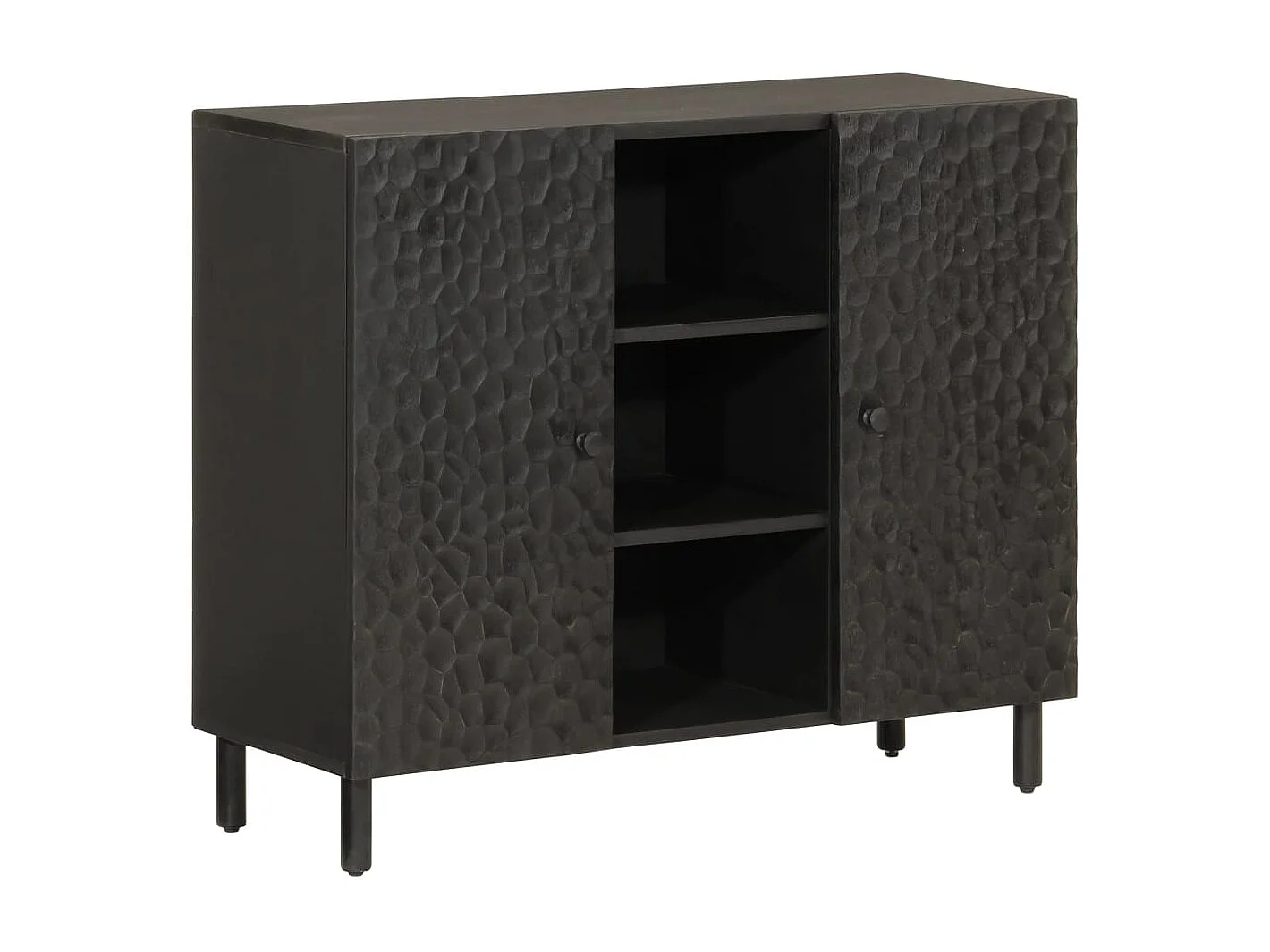 Armoire latérale noir 90x33x75 cm bois massif de manguier FR14116