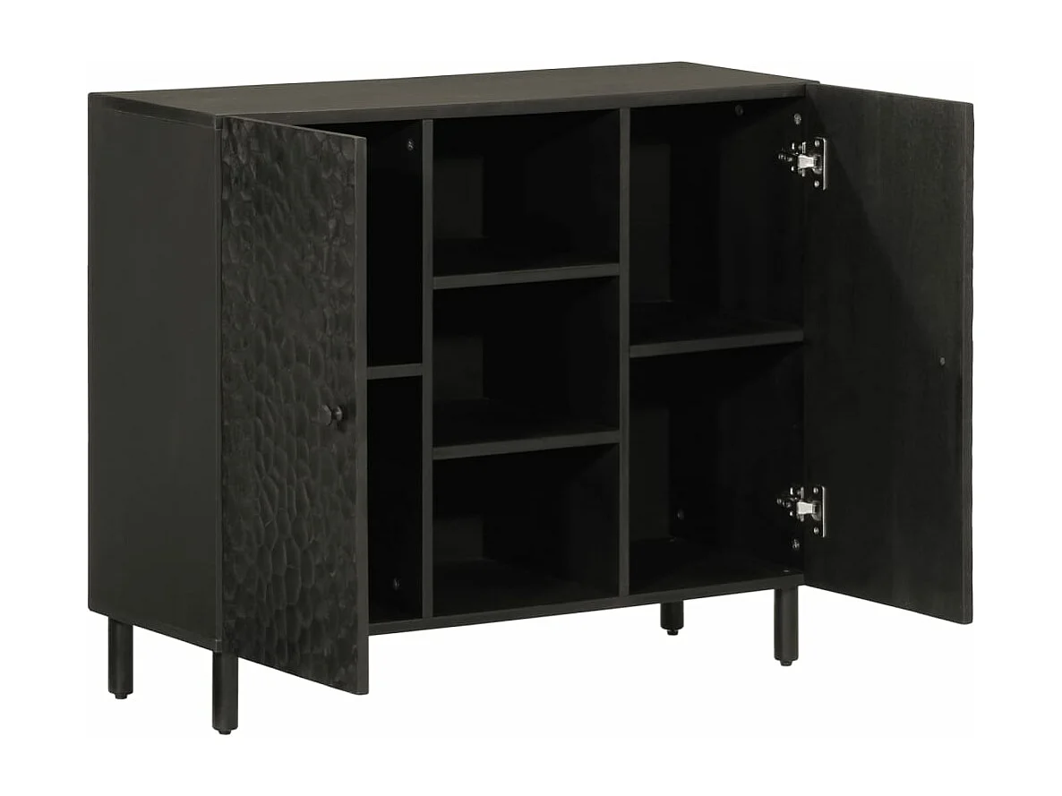 Armoire latérale noir 90x33x75 cm bois massif de manguier FR14116